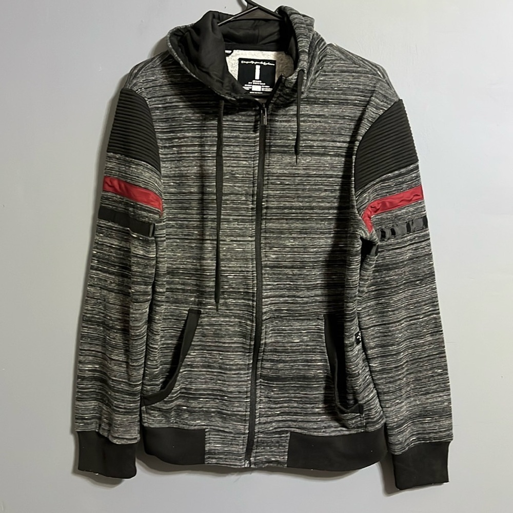 I jeans by buffalo hoodie size medium multicolor gray white black zip front